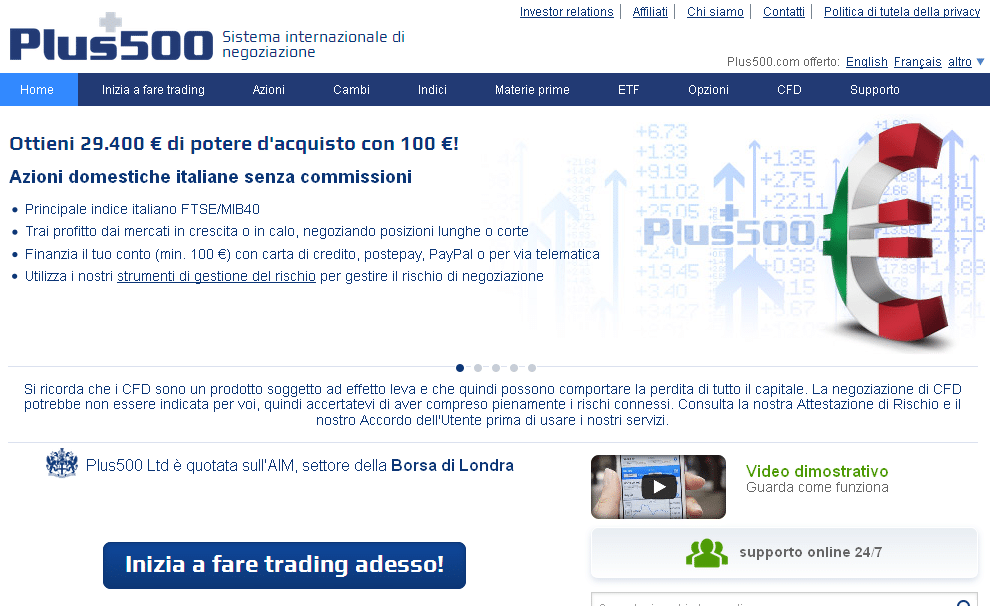 plus500 opzioni binarie
