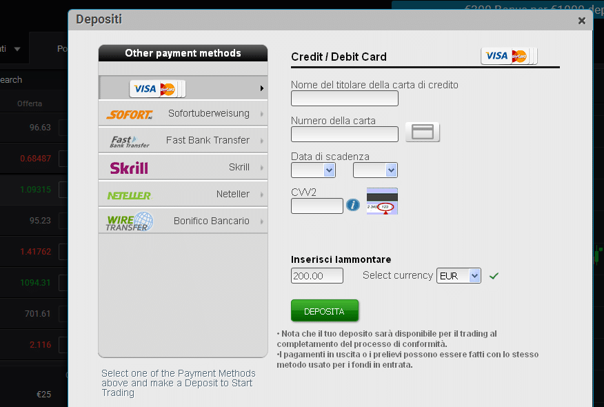 Forex bonus senza deposito