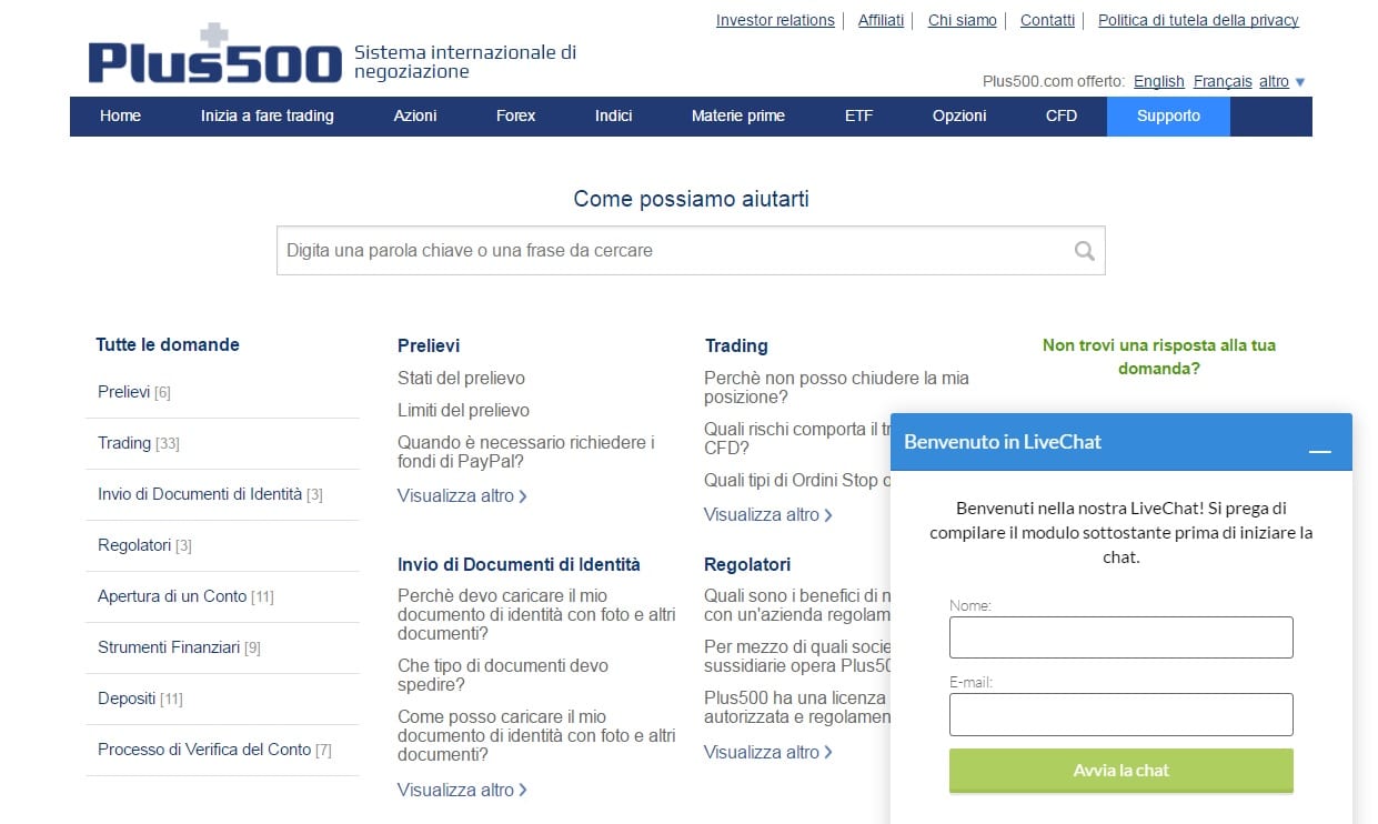 Vantaggi chat live plus500 Chat live plus500