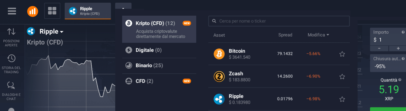 menù criptovalute menù krypto