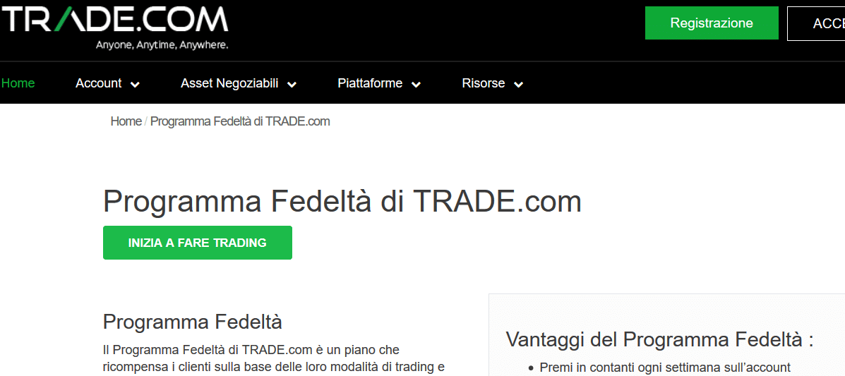 programma fedeltà trade.com programma fedeltà broker