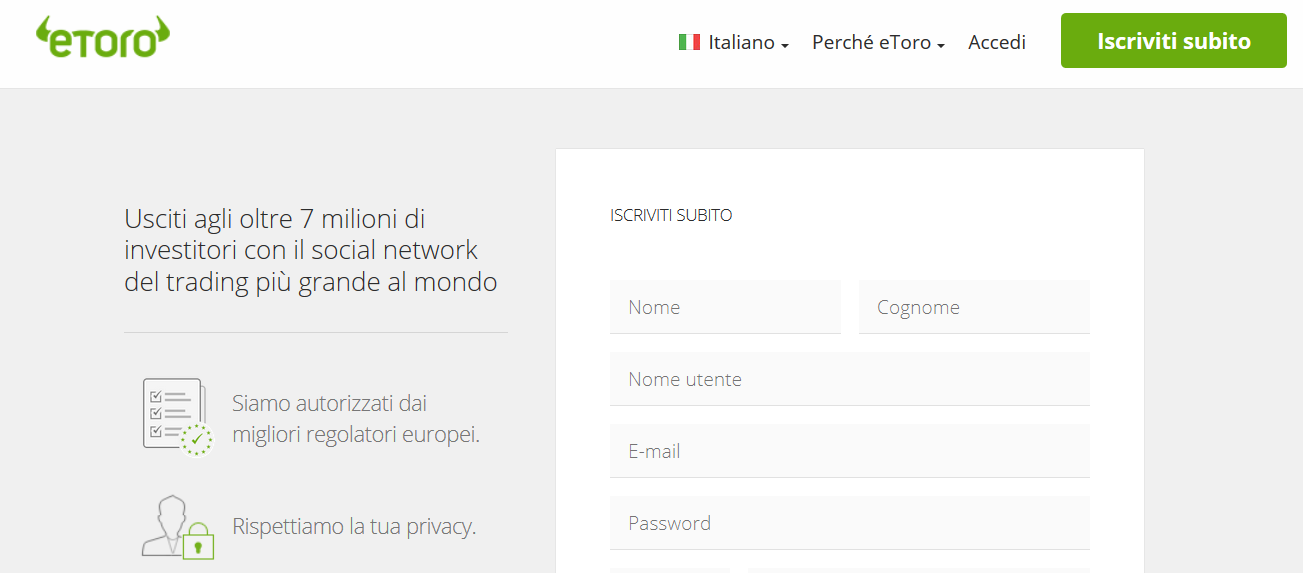 registrazione broker registrazione etoro