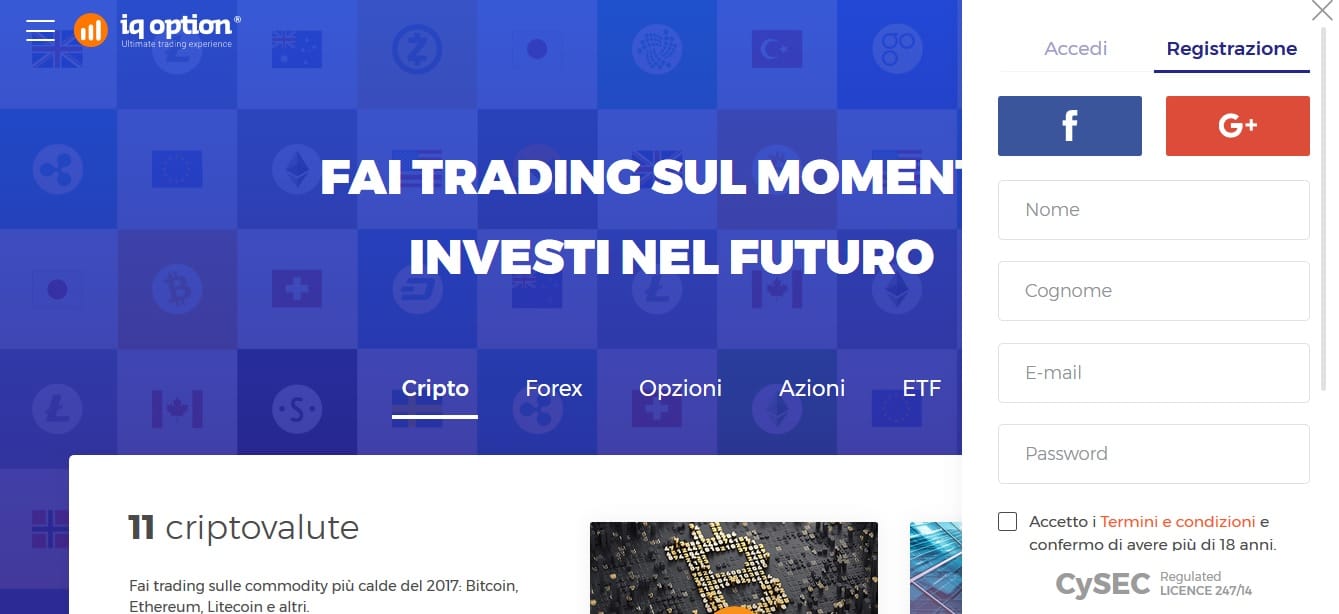 registrazione online registrazione IQ Option