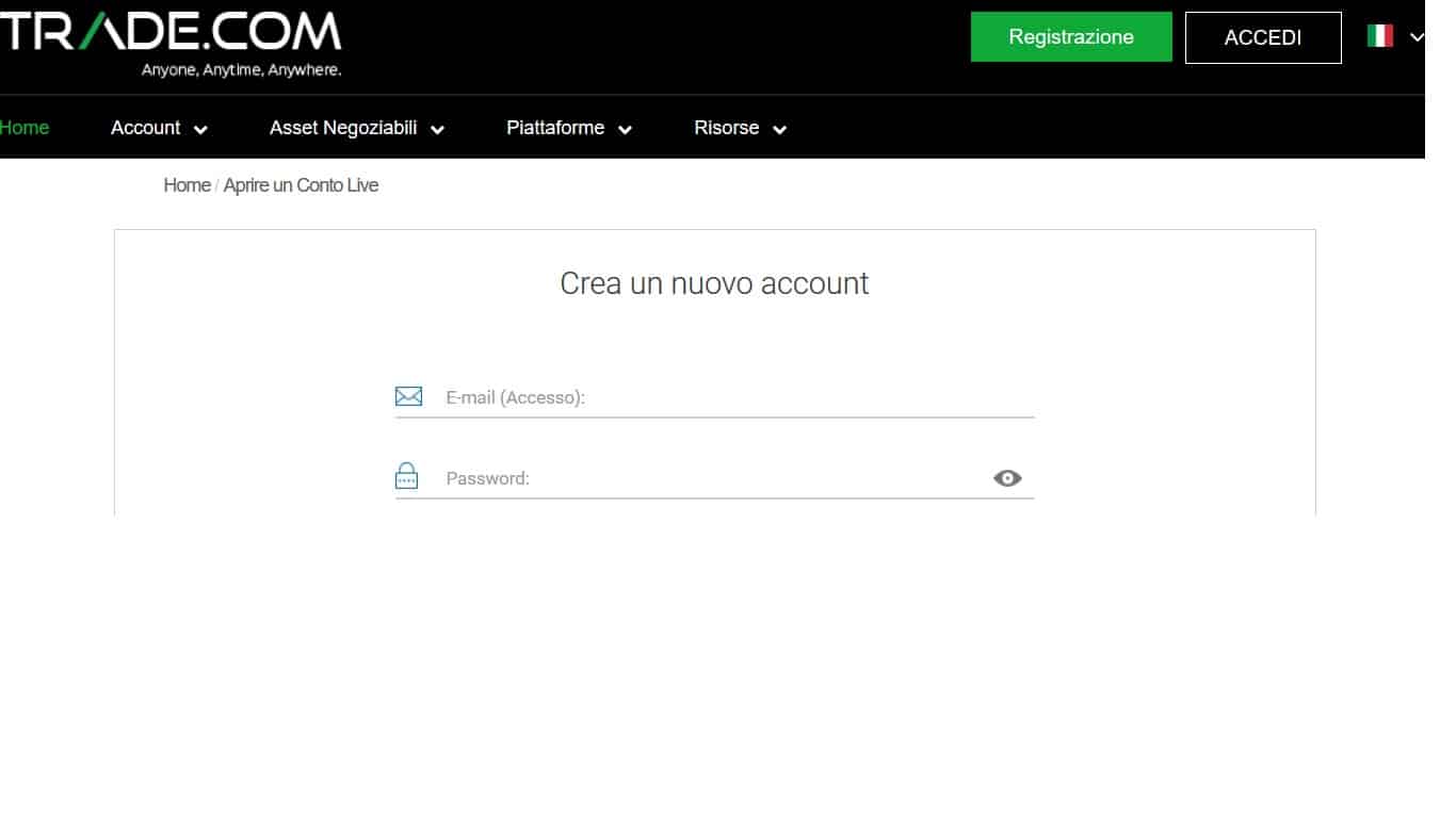 registrazione online registrazione trade.com