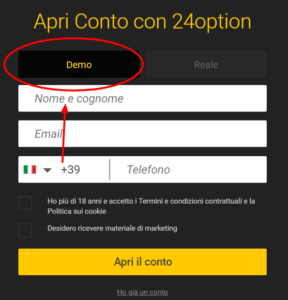 trading online opzioni binarie conto demo