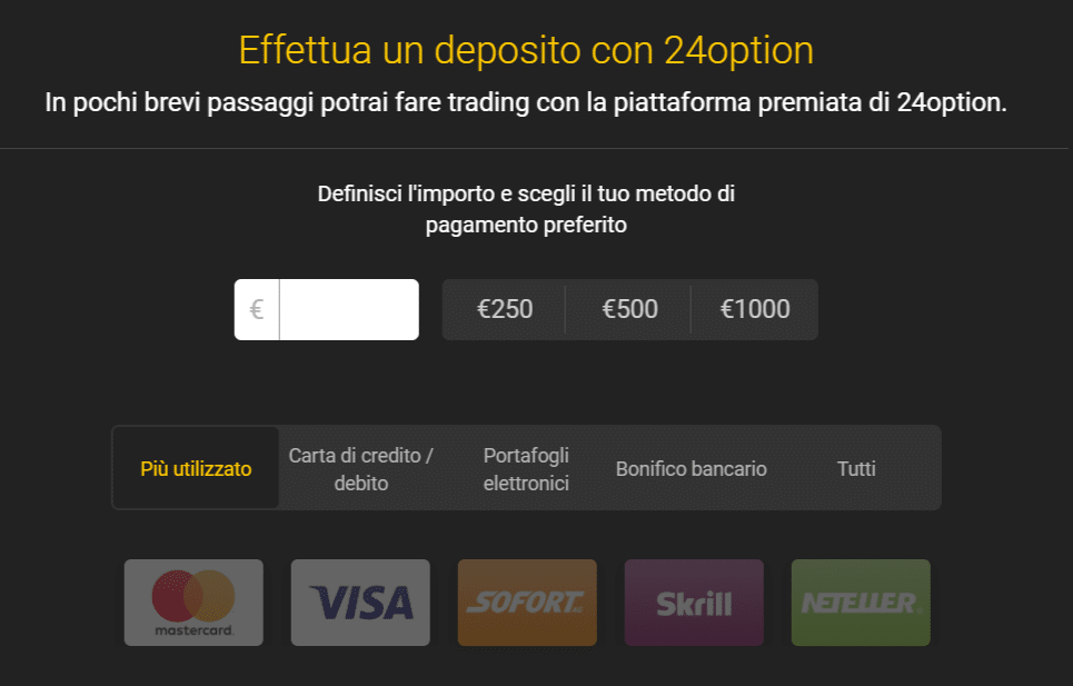 depositare per la prima volta 24option