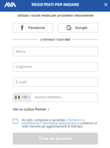 modulo di registrazione avatrade