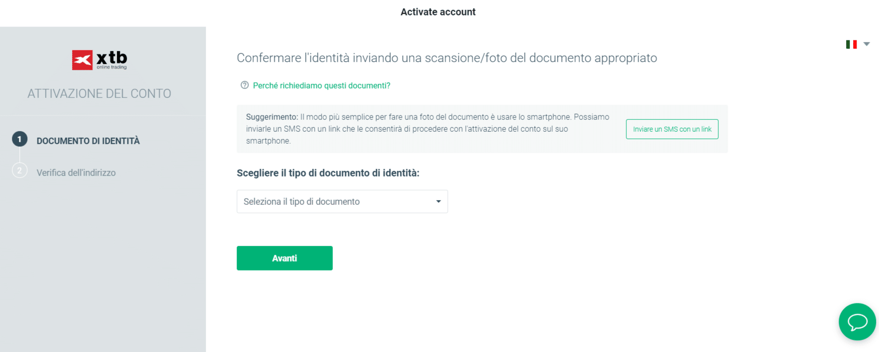 verifica identità xtb