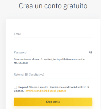 binance creare account