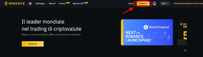 binance registrazione