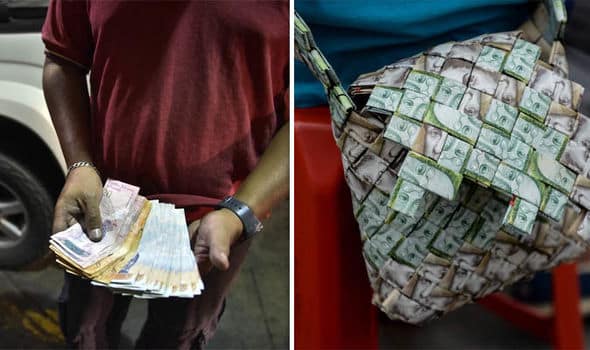 borsa fatta di bolivar venezuelani