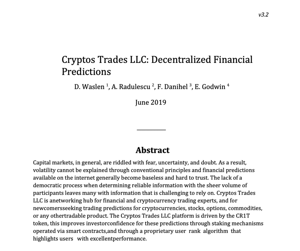 il white paper di cryptos trades? COPIATO