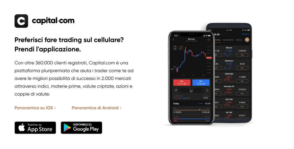 Ottime anche le App per investire con Capital.com