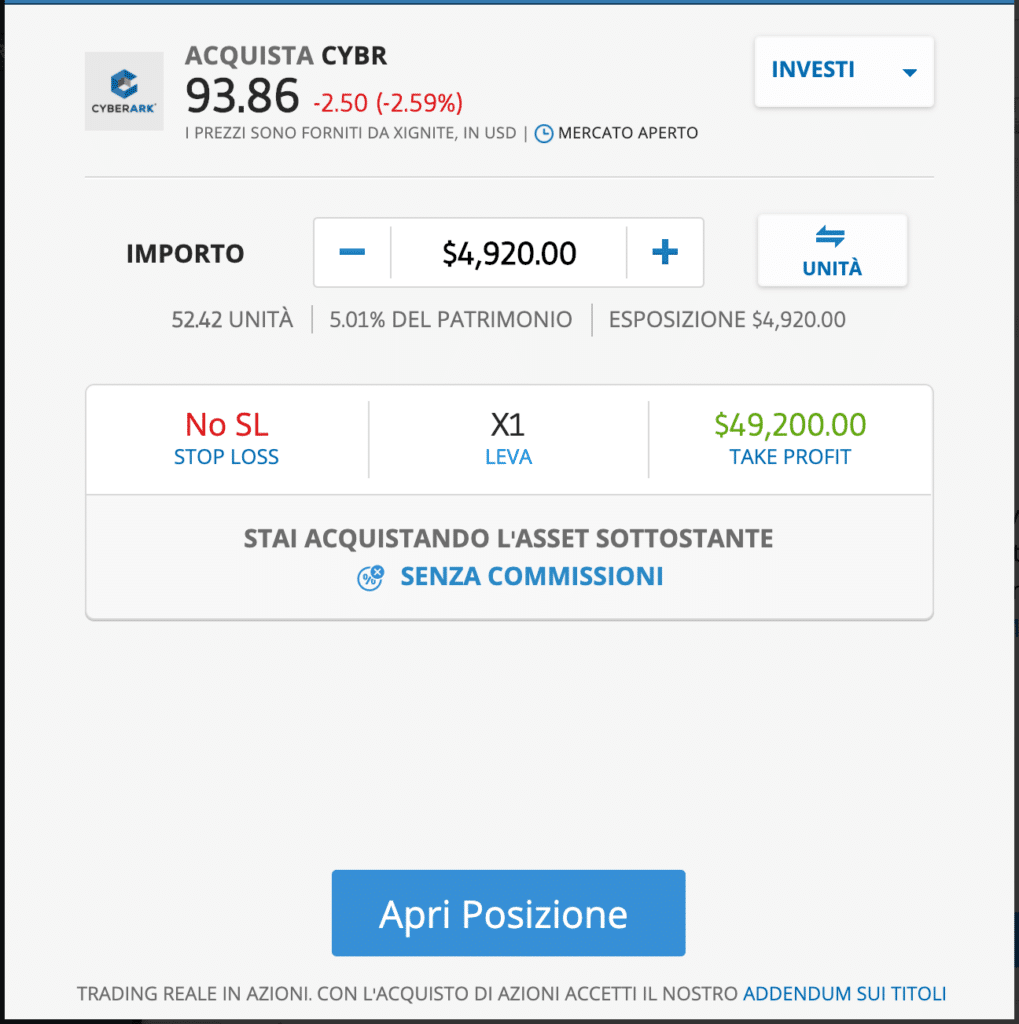 CyberArk: con eToro compri azioni a costo zero