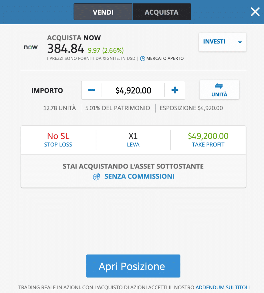 Oggi puoi investire sulle azioni ServiceNow a costo zero