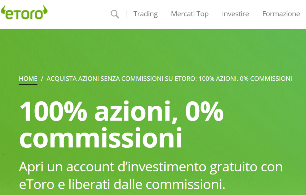 zero commissioni su etoro