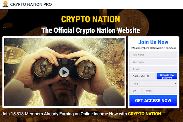 Sito internet ufficiale di Crypto nation