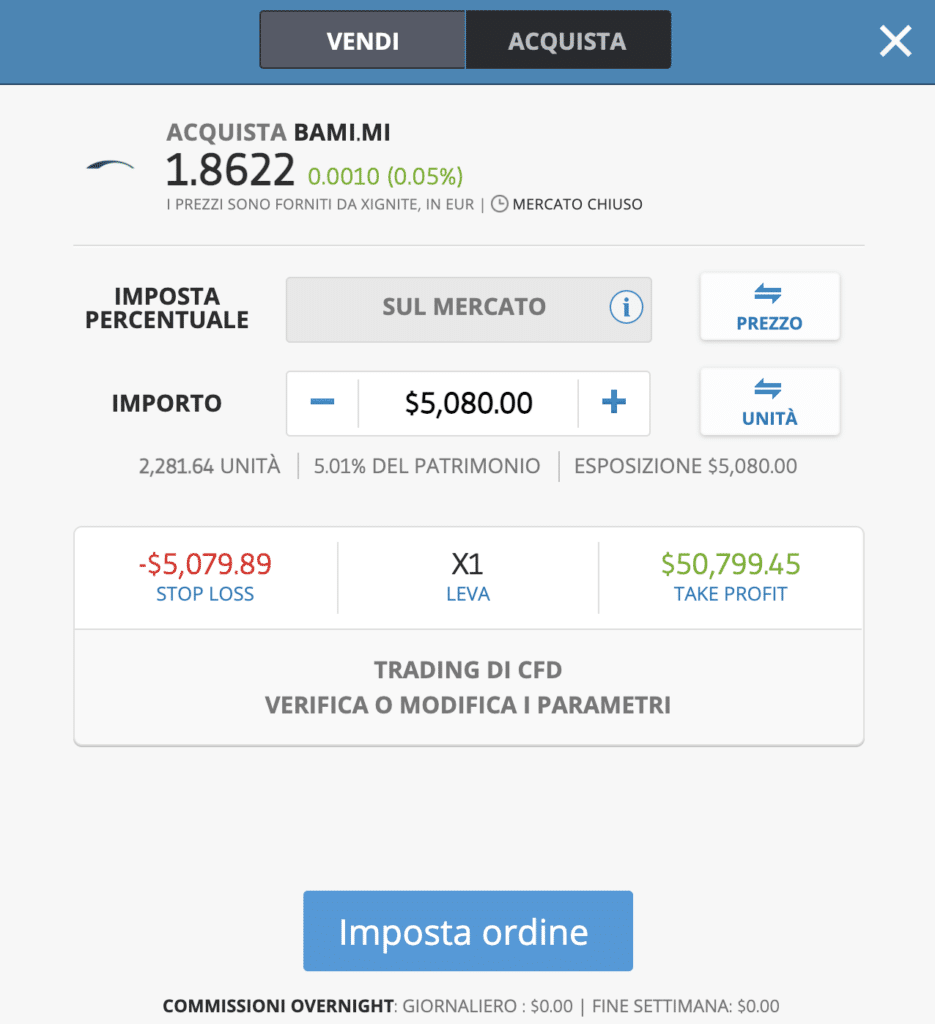 Banco BPM ordine con eToro