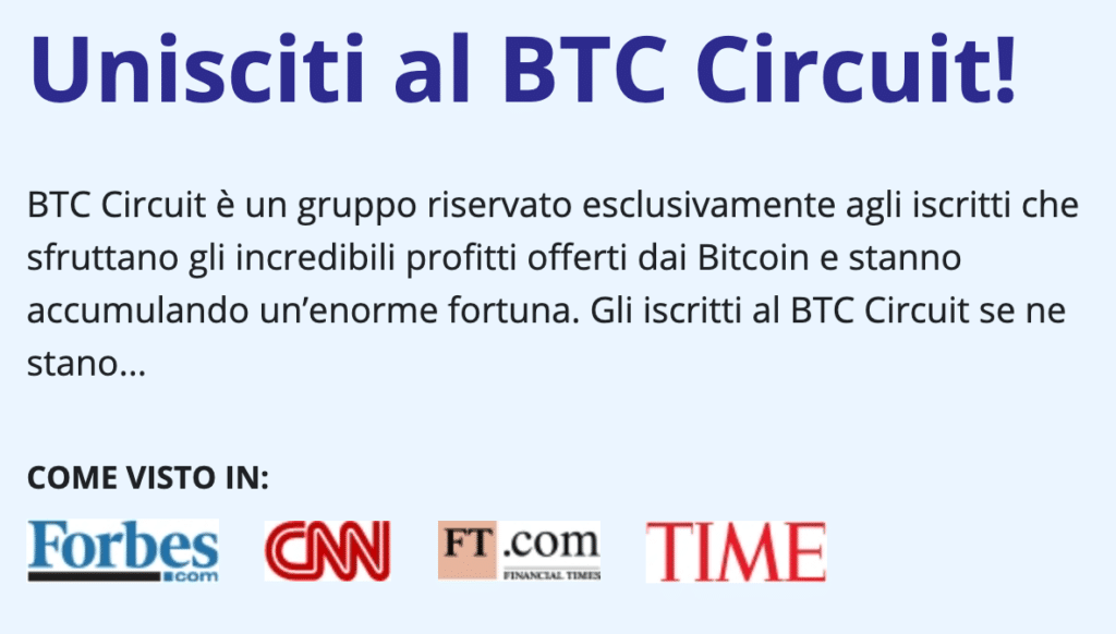 Recensioni false su giornali di Bitcoin Circuit