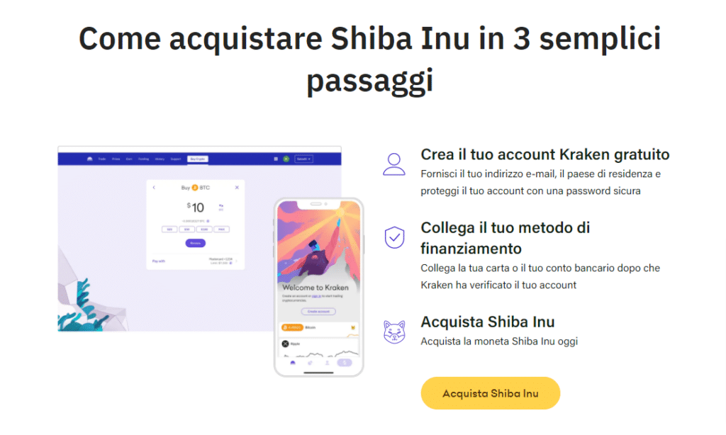 Screenshot di Come acquistare Shiba Inu in 3 semplici passaggi su Kraken.