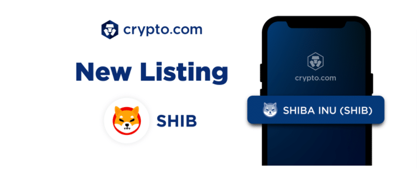 Screenshot della pagina Crypto.com che mostra come da adesso è possibile comprare Shiba Inu.