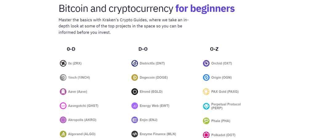 Screenshot della pagina ufficiale che mostra le tantissime guide dedicate alle alt-coin.