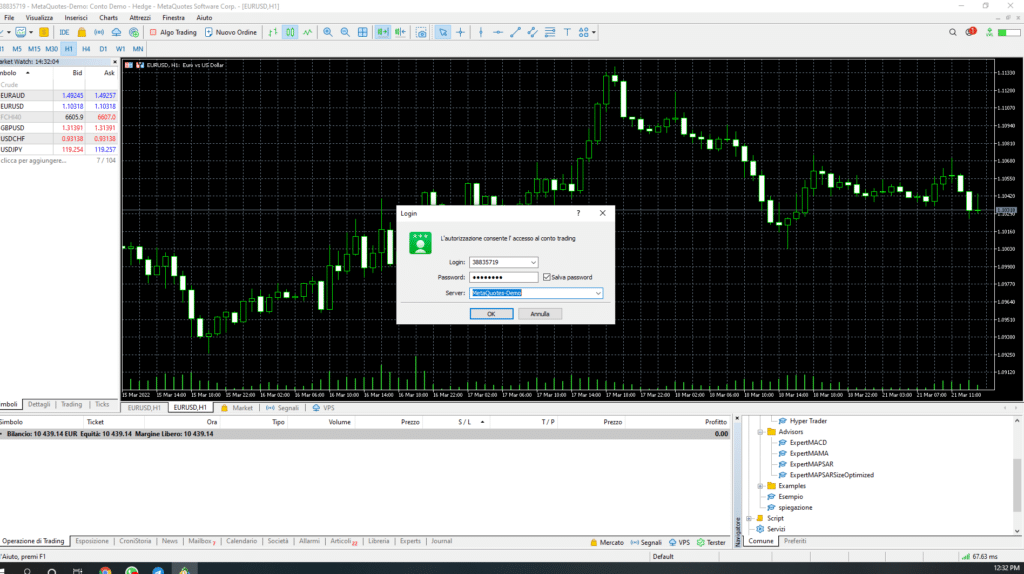 come accedere all'account di SquaredFinancial dall'interno di MetaTrader