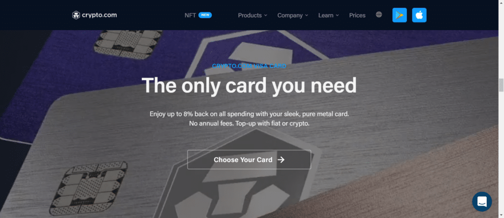 Immagine che mostra la Card Visa in metallo di Crypto.com