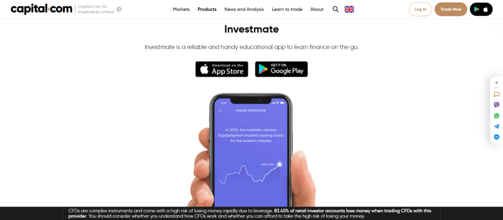 Immagine che mostra Investmate, la piattaforma educativa completamente gratuita di Capital.com