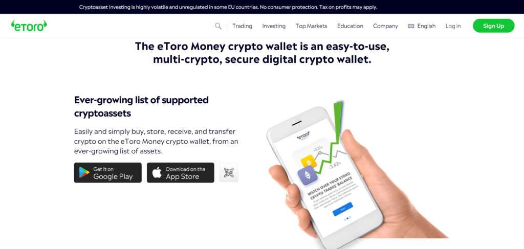 Immagine che mostra eToro Money, il wallet per le criptovalute offerto da eToro.
