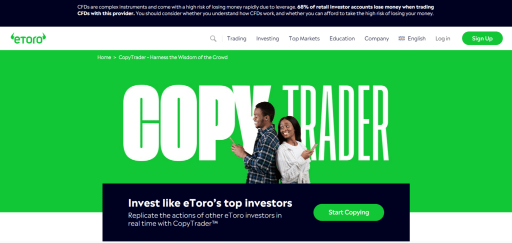 Immagine che mostra il CopyTrading di eToro