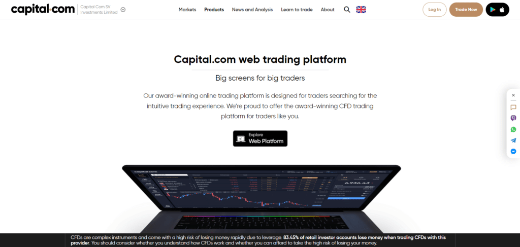 Immagine che mostra come la piattaforma trading web di Capital.com abbia vinto diversi premi