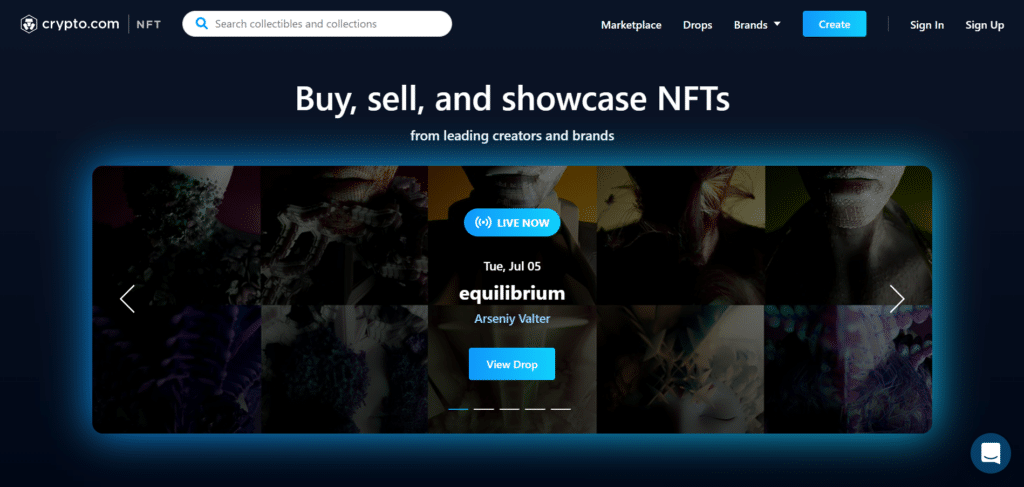 Immagine che mostra il mercato NFT di Crypto.com