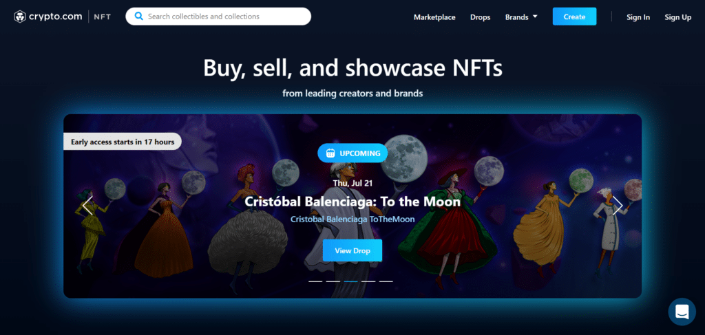 Immagine che mostra il mercato NFT di Crypto.com