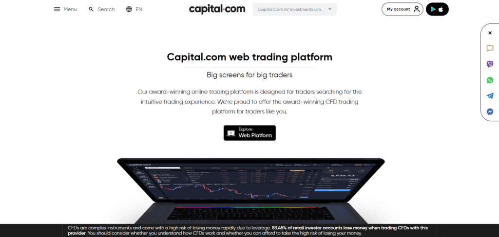 Immagine tratta dal sito ufficiale di Capital.com dove viene mostrato che la piattaforma di trading web ha vinto diversi premi
 