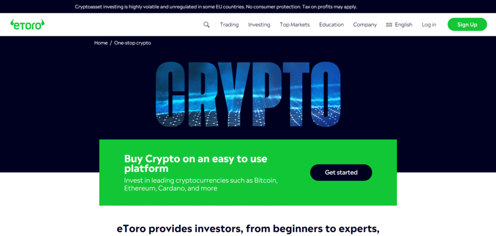 Immagine che mostra la possibilità di fare trading di criptovalute su eToro che oltre a essere un broker è un vero e proprio exchange.