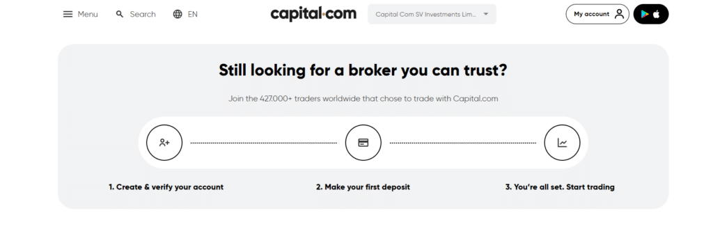 Immagine che mostra come registrarsi su Capital.com