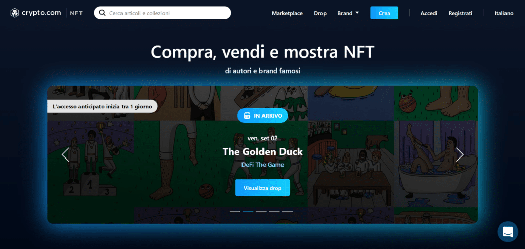 Immagine che mostra il mercato NFT di Crypto.com