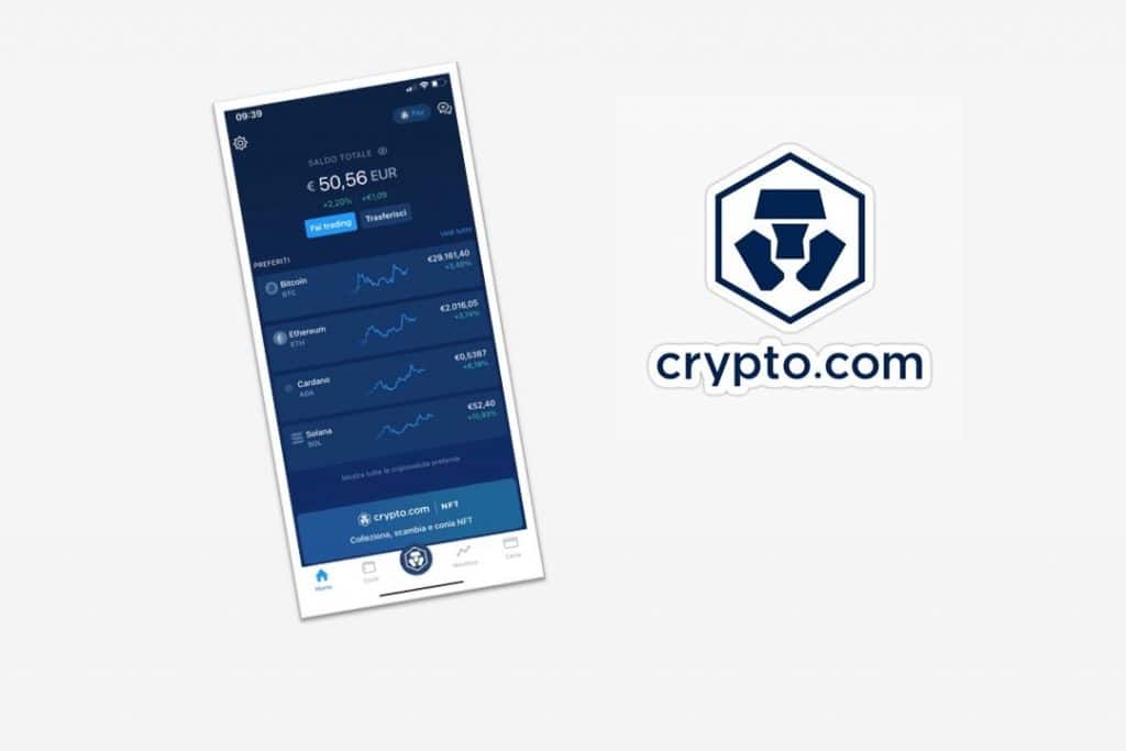 Immagine che mostra l'app offerta da Crypto.com che permette di fare trading comodamente dal proprio smartphone.