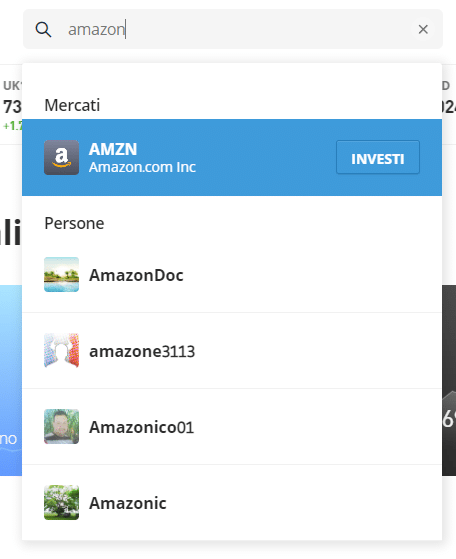 Cercare Amazon e cliccare su AMZN