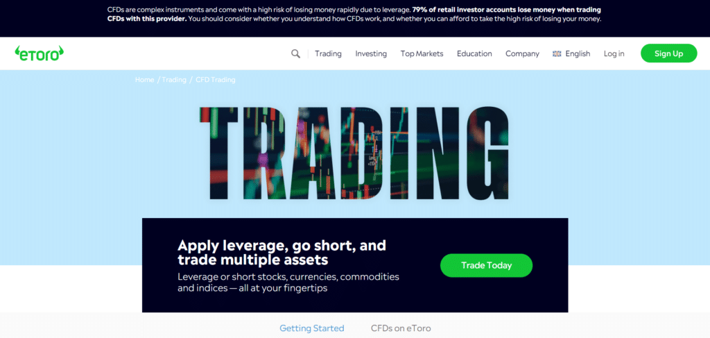 Immagine che mostra la possibilità su eToro di fare sia trading di CFD che di acquistare direttamente criptovalute.