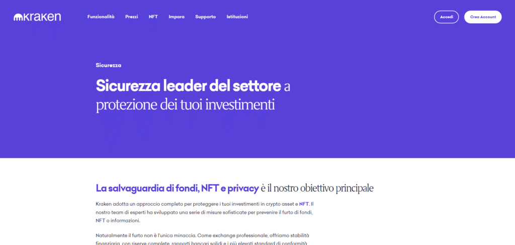 Immagine che mostra l'importanza della sicurezza per Kraken.