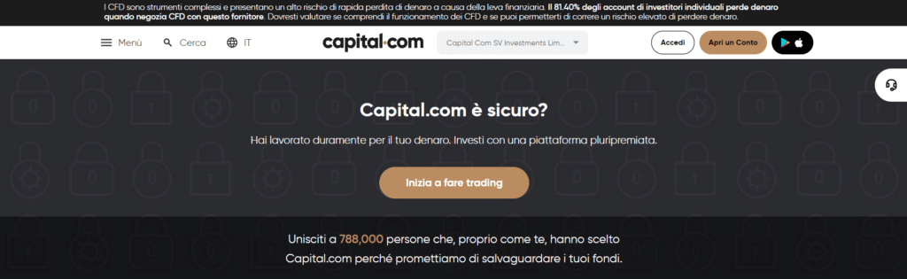 Immagine che mostra che Capital.com è una piattaforma sicura e regolamentata.