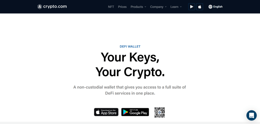 Immagine che mostra il wallet completamente gratuito offerto da Crypto.com