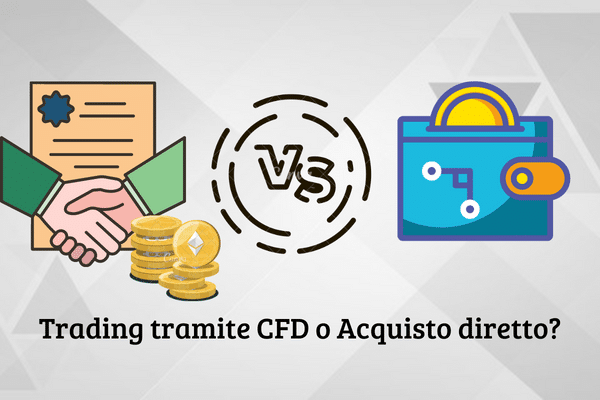 Infografica che mostra un confronto tra il trading tramite i CFD e l'acquisto diretto.