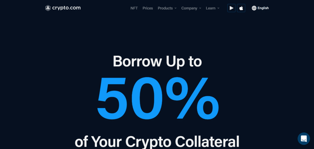 Immagine che mostra la possibilità di prendere in prestito criptovalute sulla piattaforma di Crypto.com