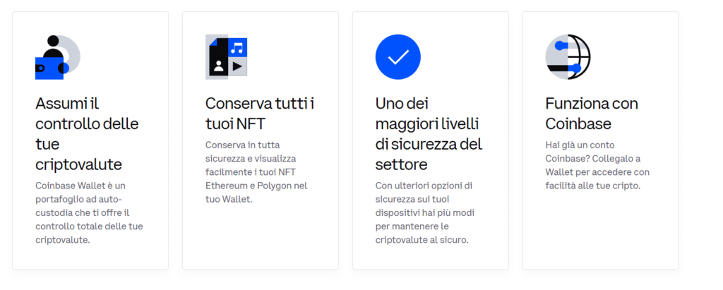 Immagine che mostra il wallet per le criptovalute offerto da Coinbase,