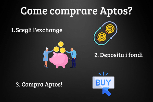Infografica che mostra come comprare Aptos.